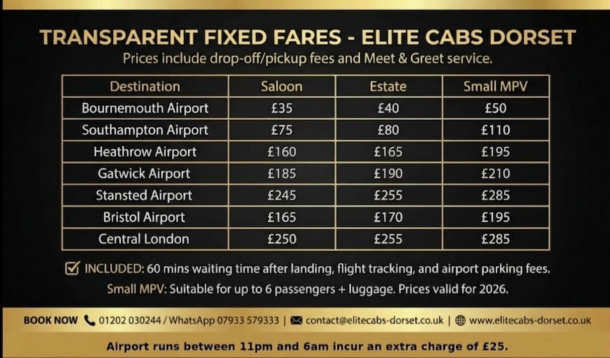 Elite Cabs Dorset Airport Transfers